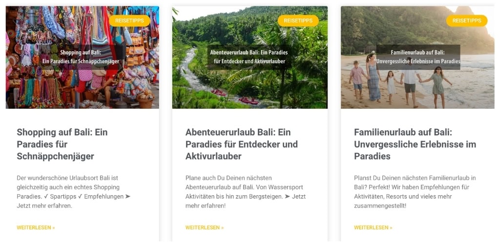 Weitere Informationen über die Resorts auf Bali hinaus