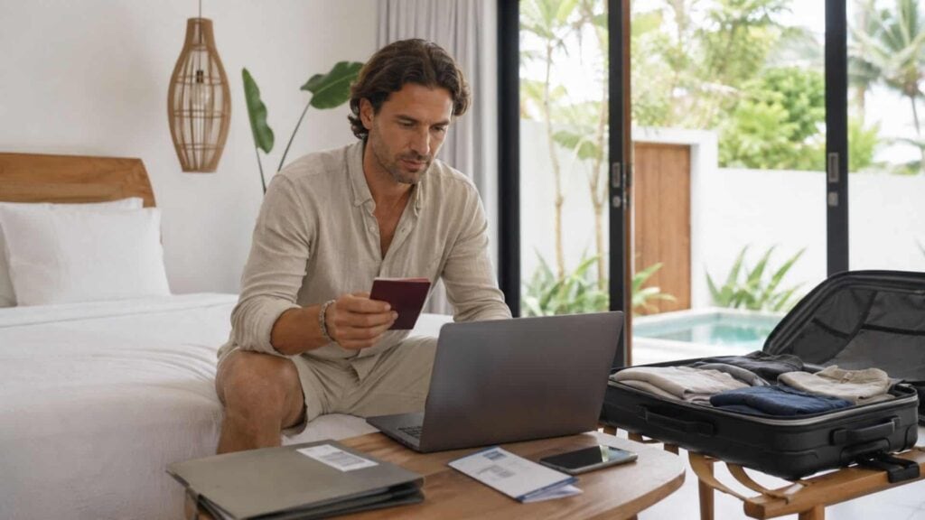 Mann prüft den Ablauf der Remote Work Visum Verlängerung