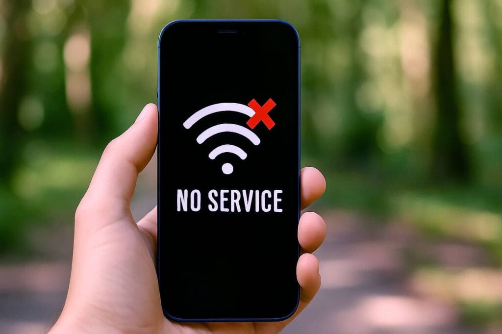 Smartphone zeigt kein Netz, Beispiel dafür, was passiert, wenn die IMEI in Indonesien nicht registriert ist.