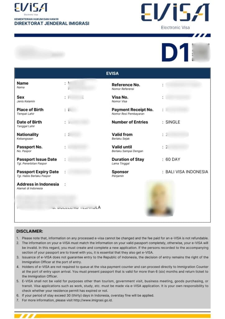 Visum Indonesien: Multiple-Entry Visum (Index D212)
