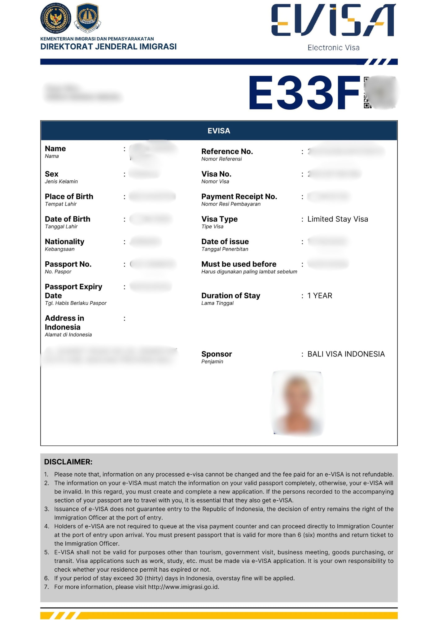 Visum Indonesien: Rentenvisum (KITAS)