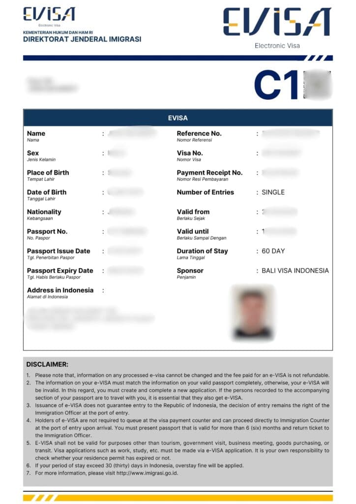 Visum Indonesien: B211A